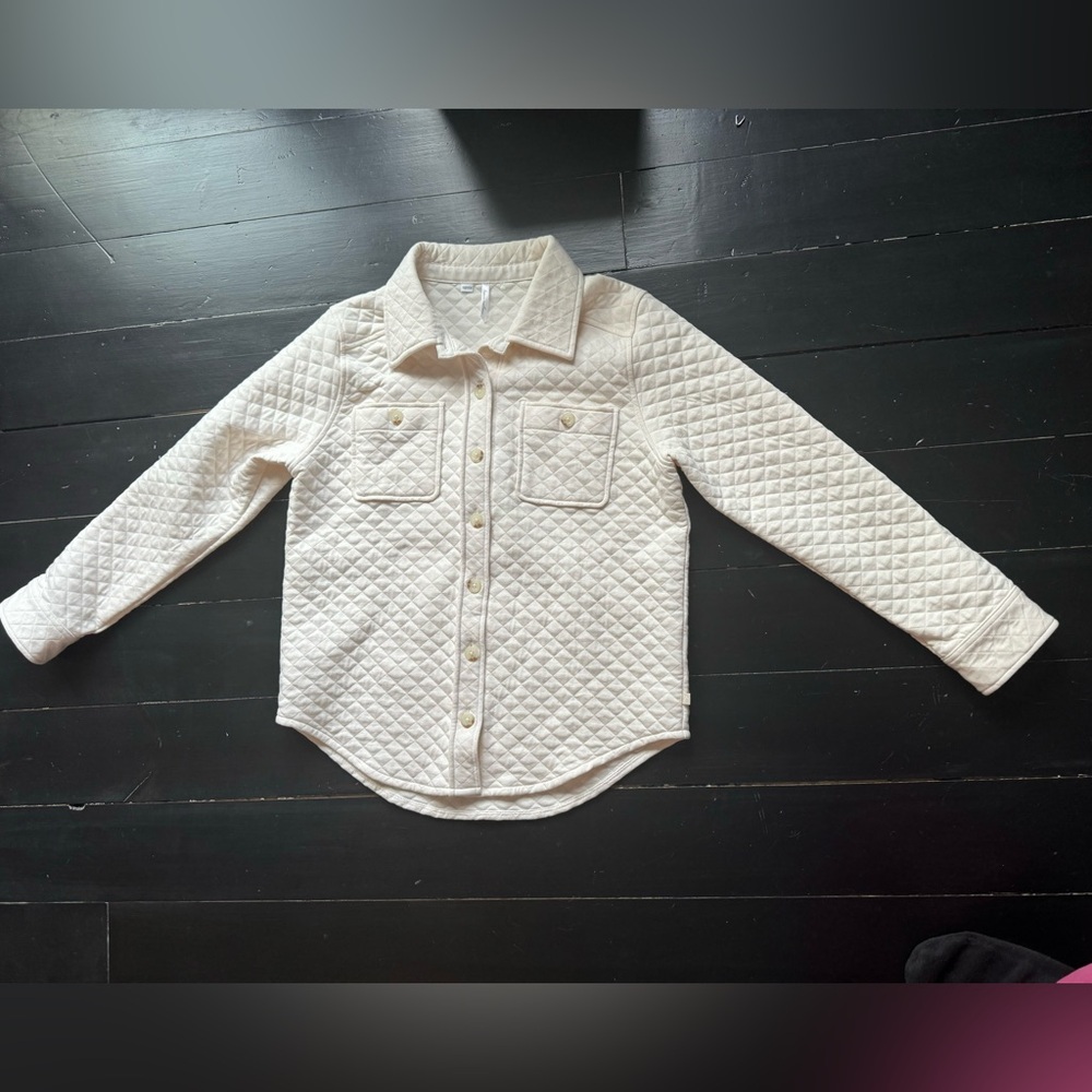 TRAVIS MATHEW WHITE COTTON QUILTED BUTTON DOWN SHIRT MEDIUM